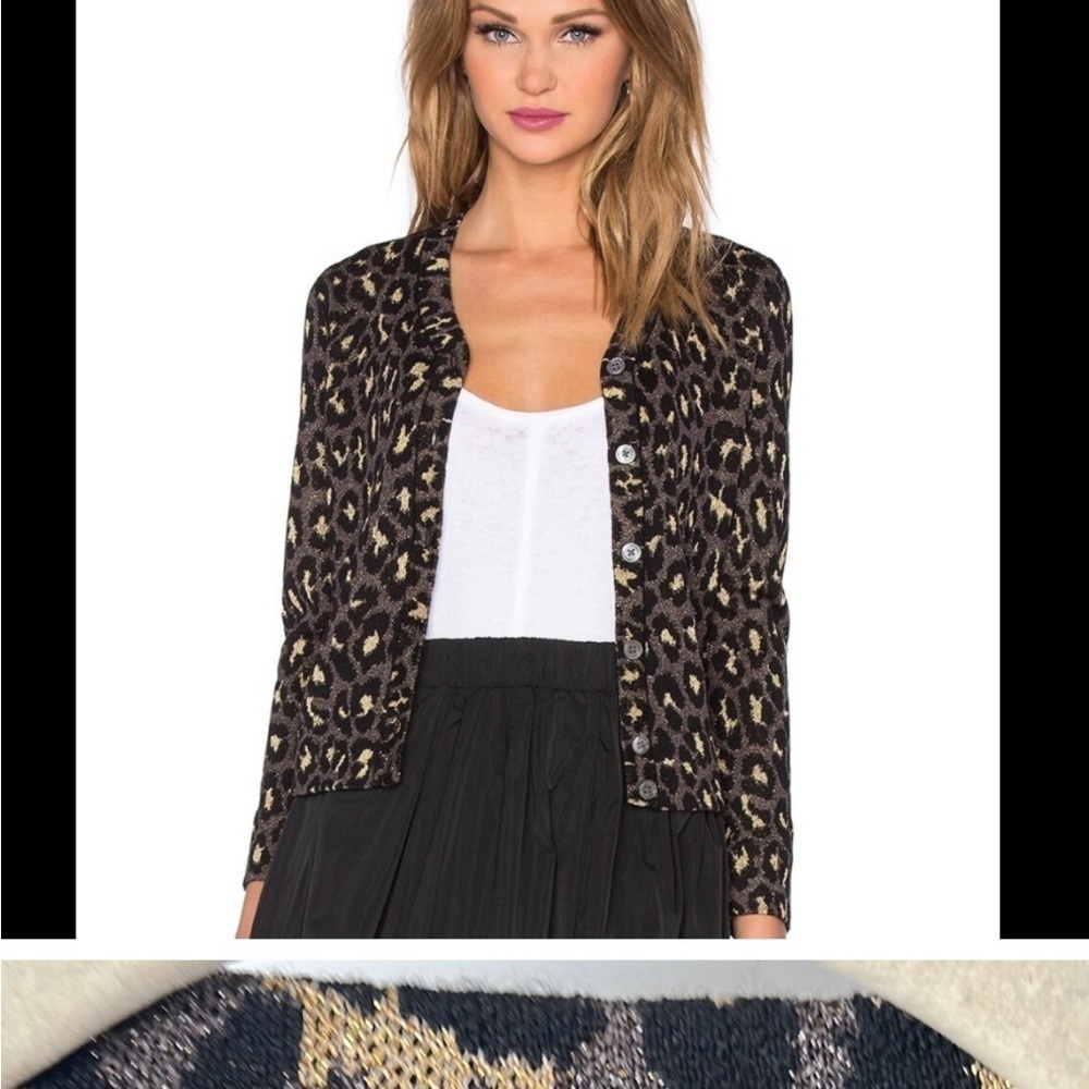 MARC JACOBS Leopard pattern Gold Lurex Cardigan S… - image 1